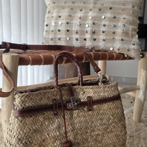 Panier cabas artisanal - palmier tressé & cuir