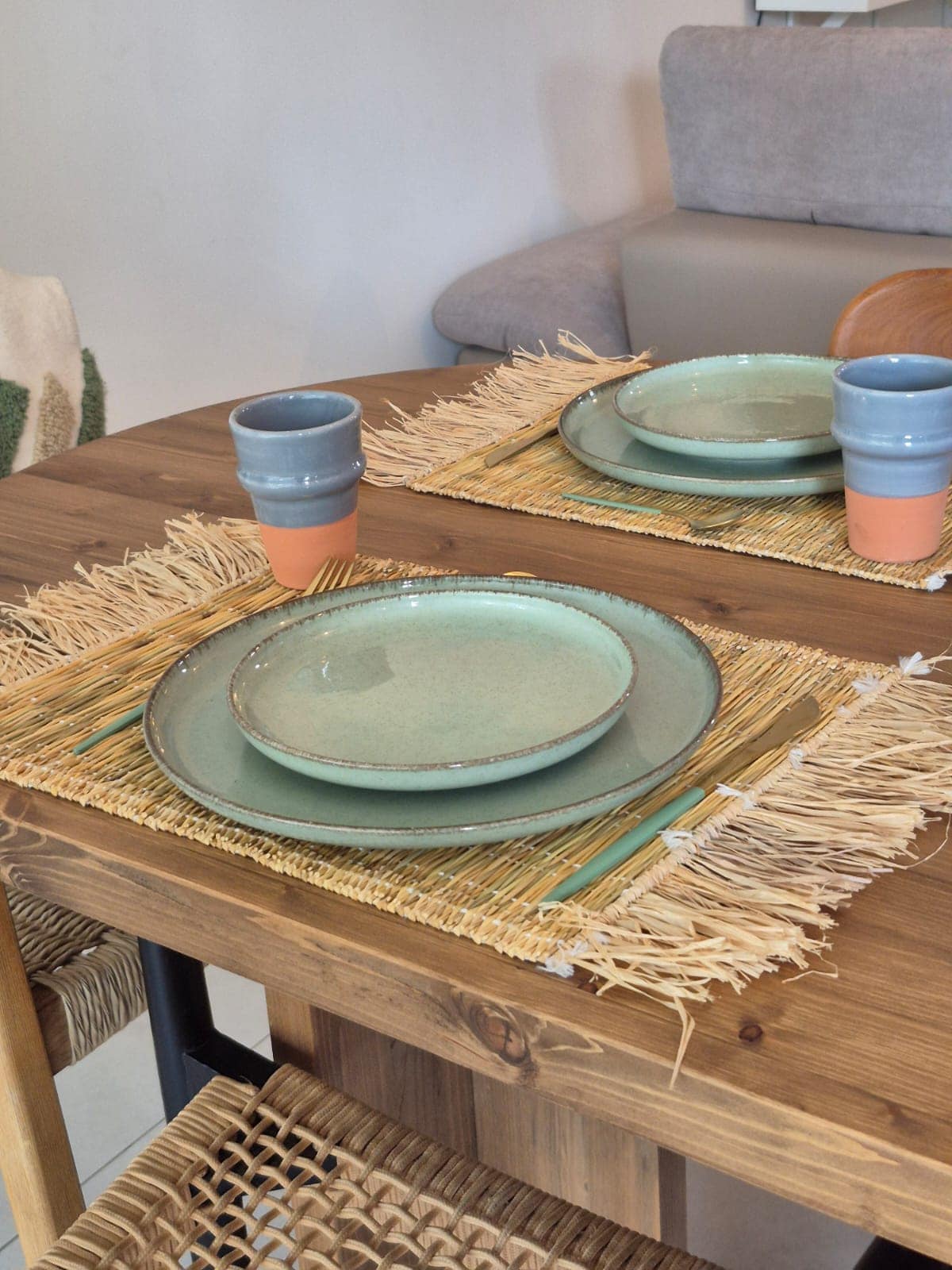 Set de table - feuille de palmier & raphia