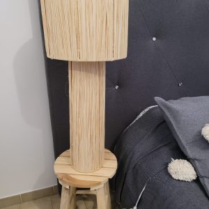 Lampe Raphia naturelle L 70 cm Ibeldi Souk luminaire artisanal marocain