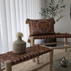 Corbeille artisanale - fibres naturelles tressées (beige)