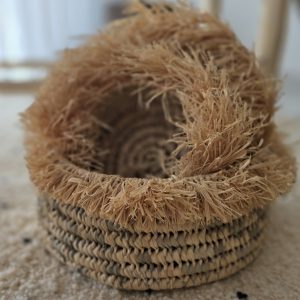 Panier de rangement - doum tressé & franges raphia (2 tailles)