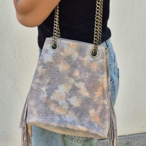 Sac Naïa –  Sac a franges en Cuir & Daim Vieilli