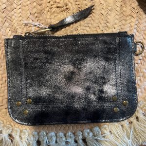 Porte-monnaie artisanale - cuir (argent foncé)