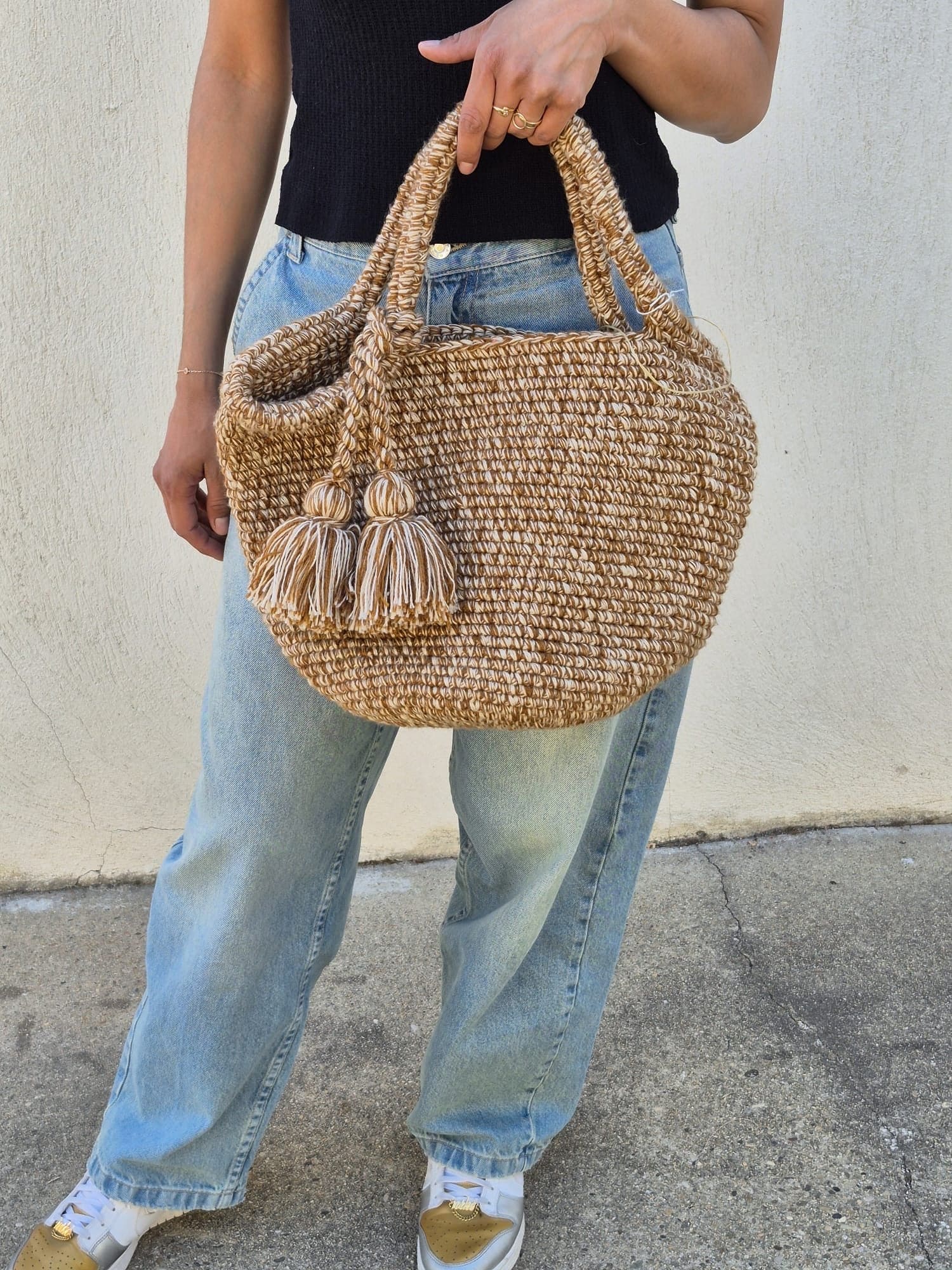 Sac bohème en crochet – Laine chinée