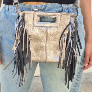 Sac Mira Clouté –  Sac a frange en cuir véritable