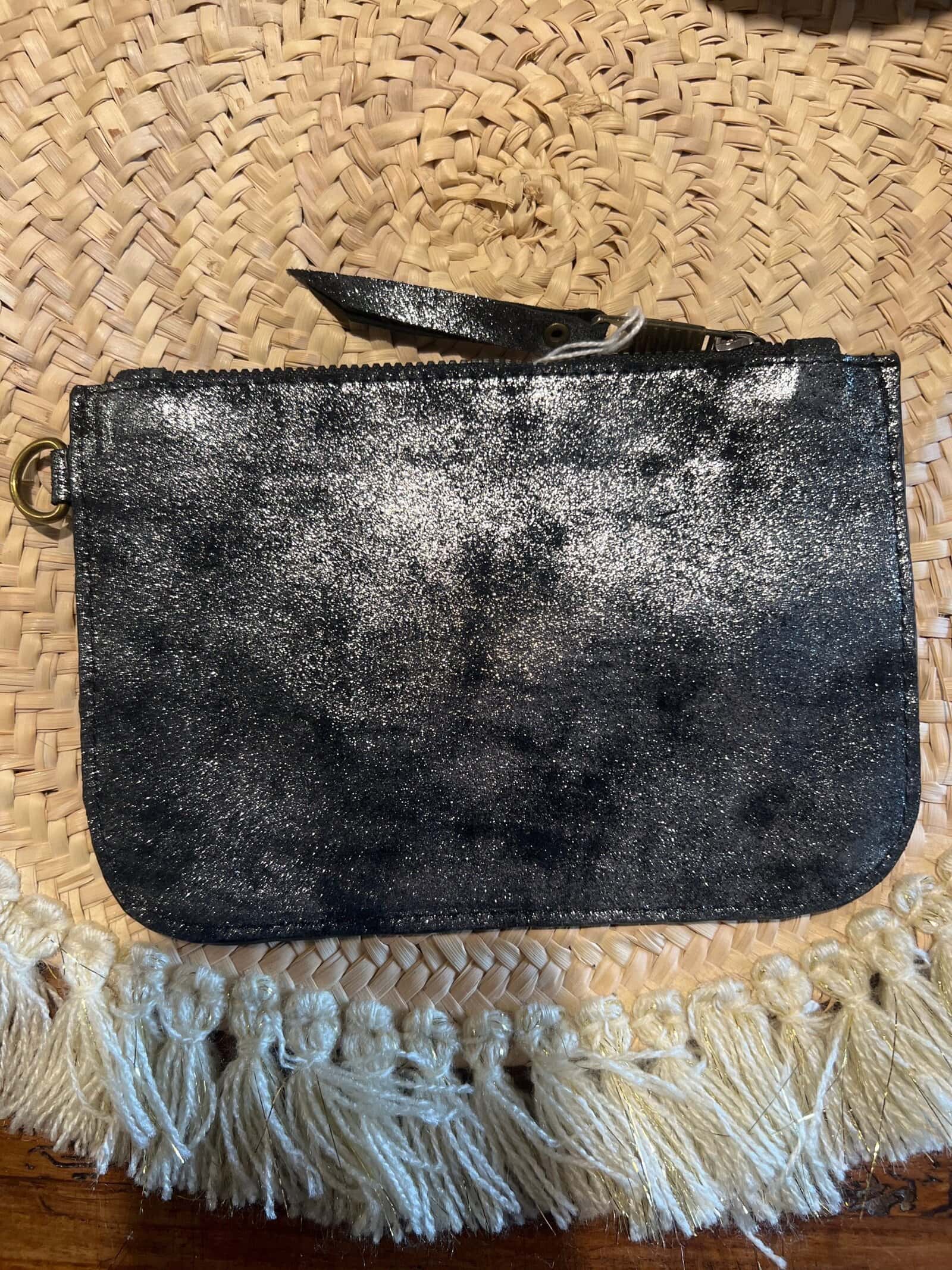 Porte-monnaie artisanale - cuir (argent foncé) – Image 2