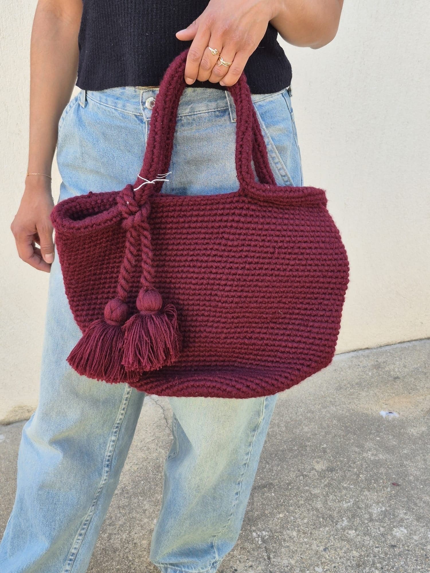 Sac bohème en crochet – Laine chinée – Image 3