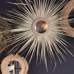 miroir soleil artisanal en feuilles de palmier Ibeldi Souk