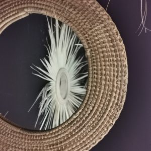 miroir artisanal marocain Mina en feuille de palmier Ibeldi Souk