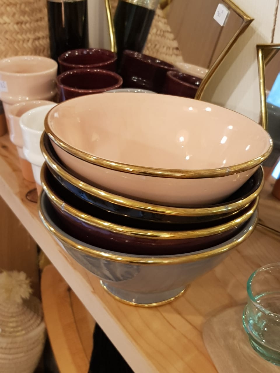 Bol en céramique artisanale - liseré laiton – Image 3