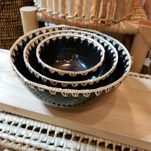 Saladier noir et raphia – céramique artisanale marocaine – Ibeldi Souk