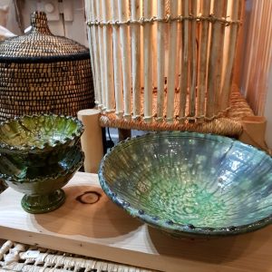 Saladier Tamegroute L – poterie artisanale verte – Ibeldi Souk