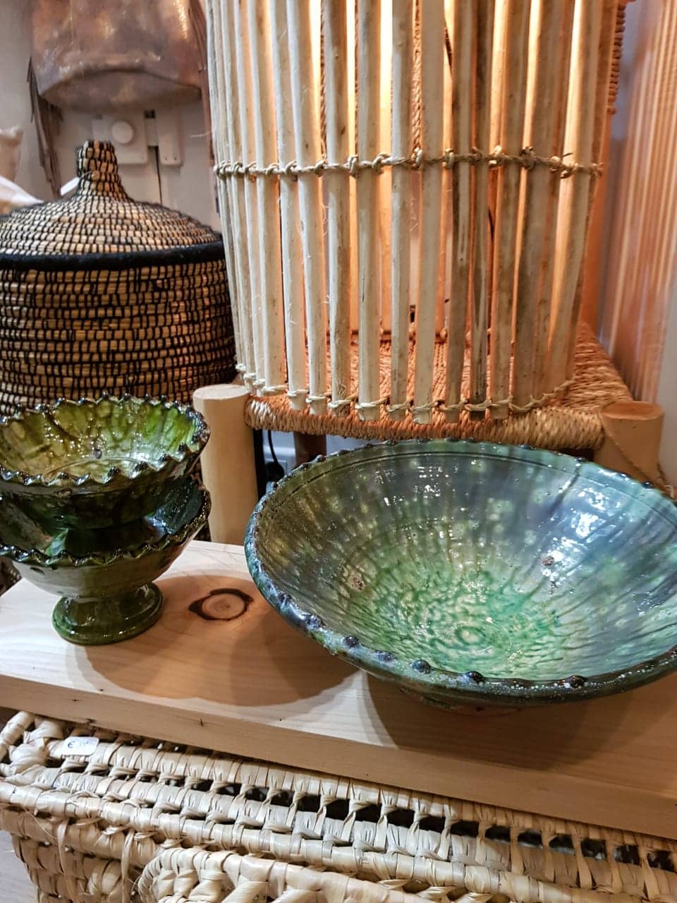 Saladier Tamegroute L – poterie artisanale verte – Ibeldi Souk