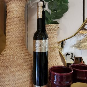 Bouteille en verre foncé argentée Ibeldi Souk – fabrication artisanale – 34 cm