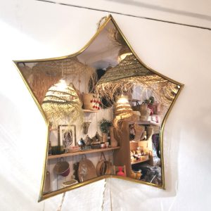 miroir étoile en laiton artisanal marocain Ibeldi Souk décoration murale bohème