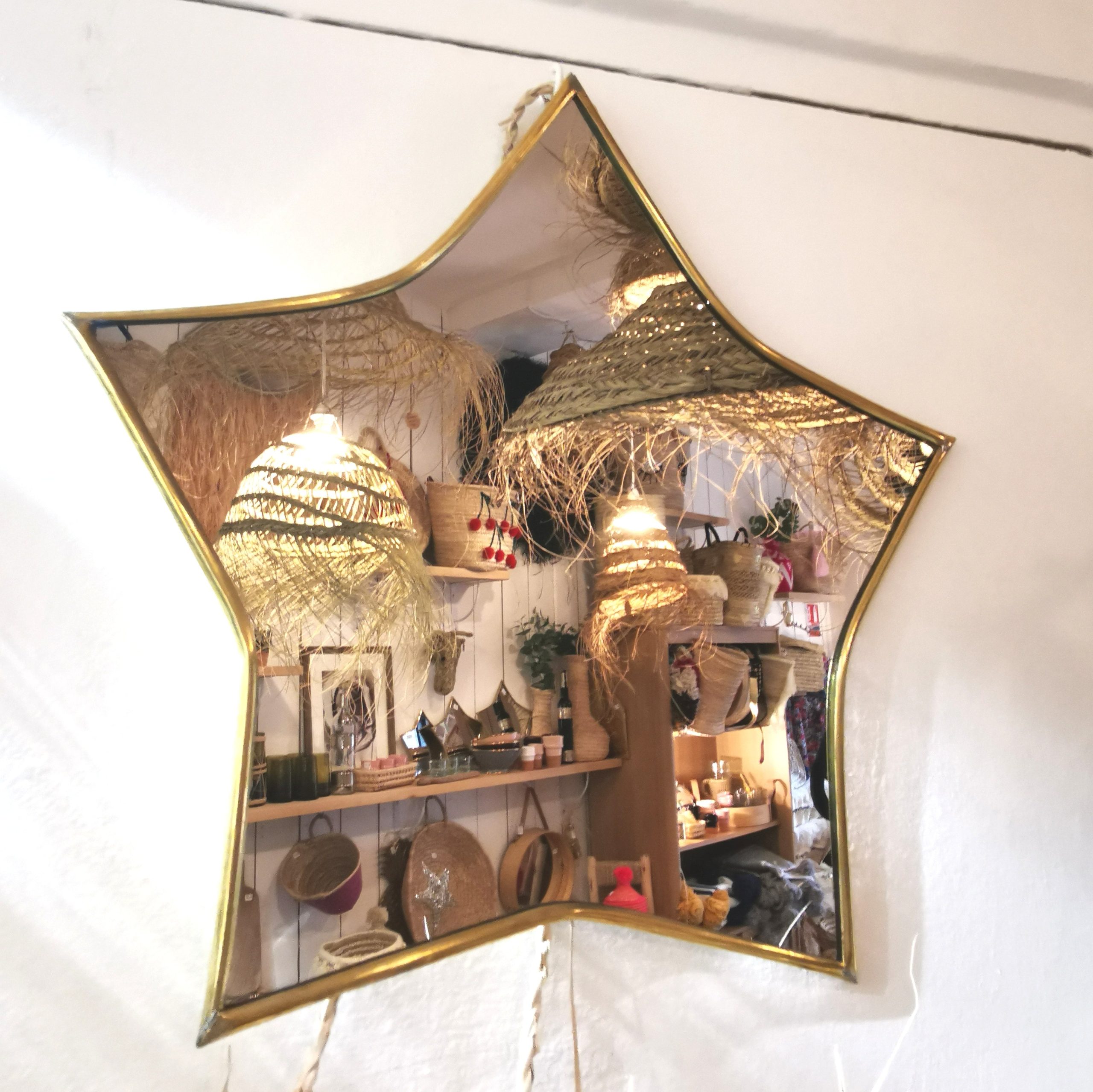 miroir étoile en laiton artisanal marocain Ibeldi Souk décoration murale bohème