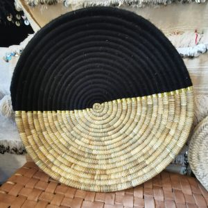 Plateau artisanal marocain XL noir et or Ibeldi Souk