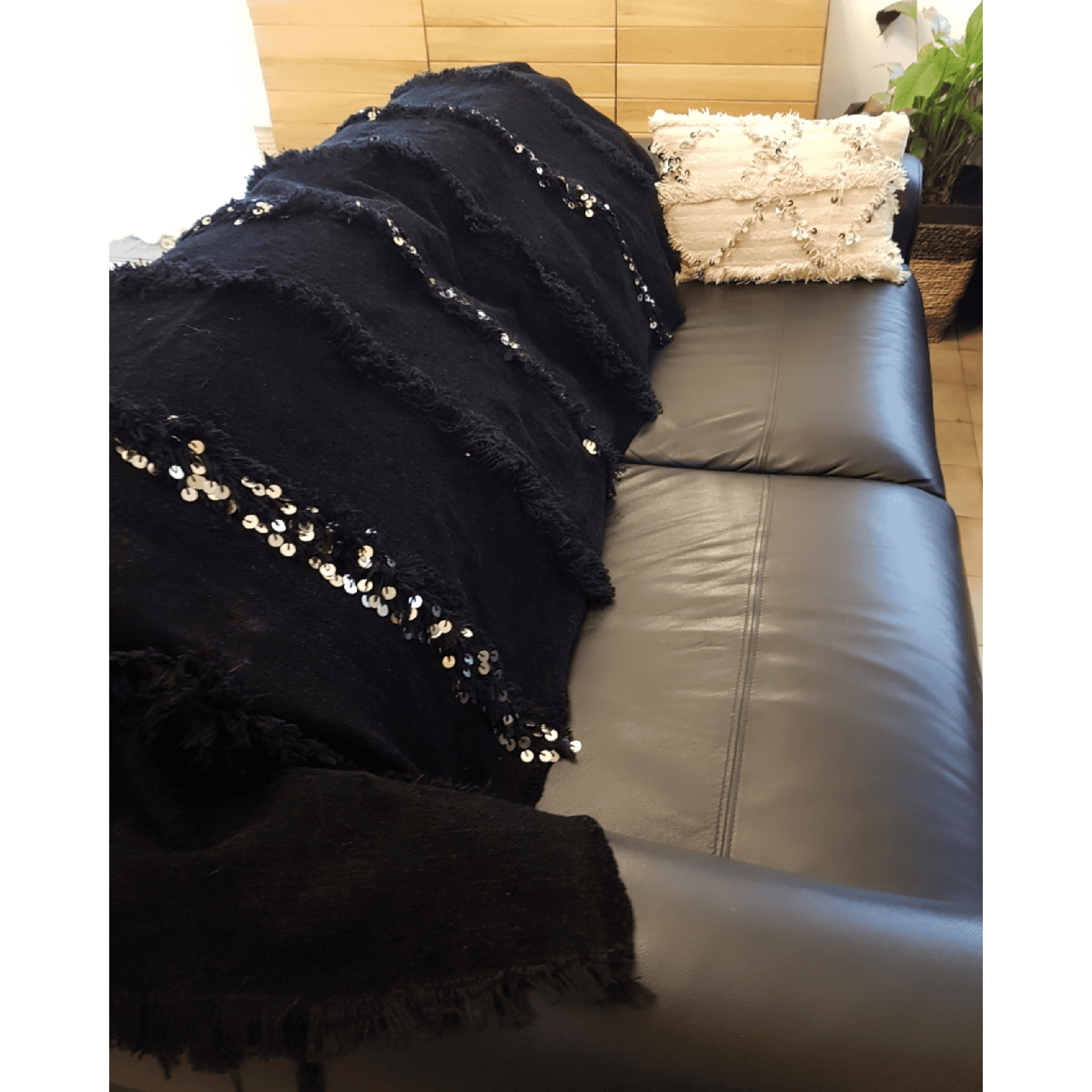 Tapis Handira Noir artisanal – 197 x 113 cm – Image 6