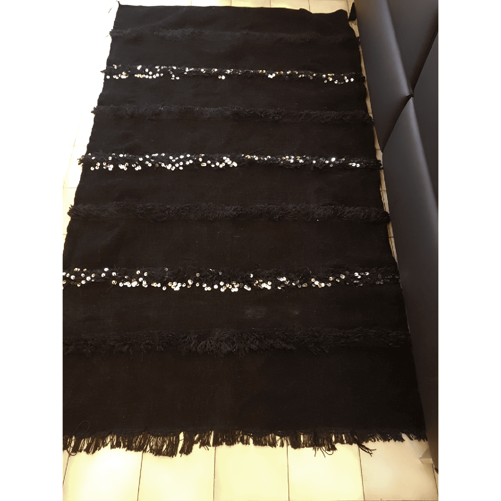 Tapis Handira Noir artisanal – 197 x 113 cm – Image 4