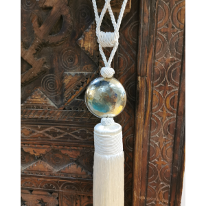 Embrasse décorative artisanale – Blanc cassé (Bijou rond)