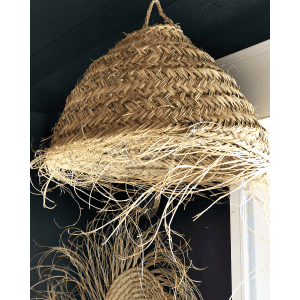 Suspension boule en doum Ibeldi Souk luminaire artisanal marocain