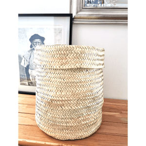 Panière ronde - feuilles de palmier tressées