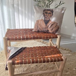 Banc artisanal - bois & cuir tressé (2 tailles)