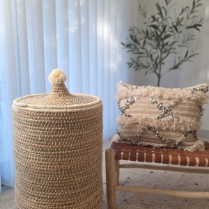 Panière artisanale Marrakech – Fibres Naturelles (Crème & naturel)