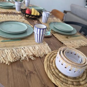 Lot de 3 bols - céramique & raphia (Violet)