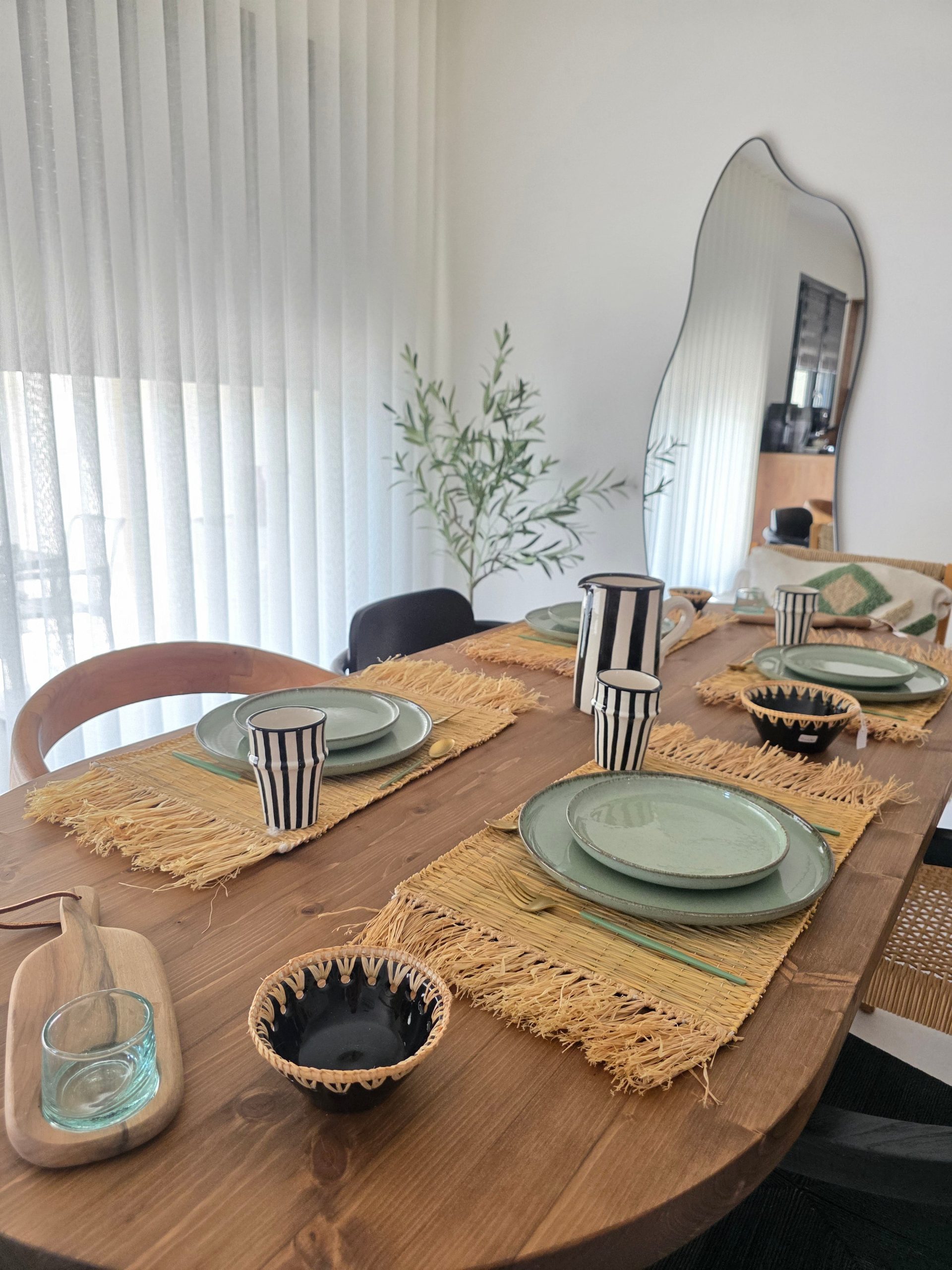 Lot de 3 bols - céramique & raphia (noir) – Image 2