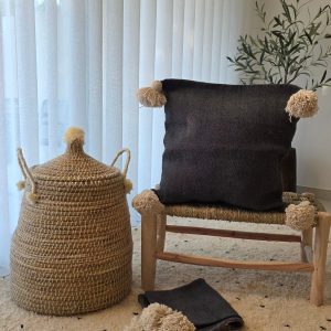 Panière artisanale Essaouira -fibres naturelles, anses amovibles