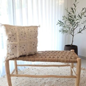 Banc artisanal - bois & doum tressé (3 tailles)