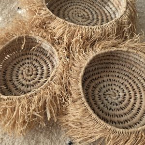 Panier décoratif - doum tressé & franges en raphia – 3 tailles